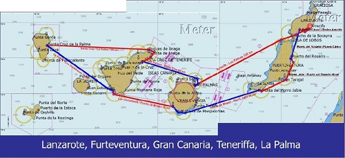 Three week yacht charter itinerary across the Canary Islands