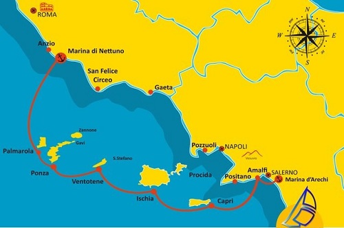 One way charter itinerary from Rome to Salerno or Salerno to Rome
