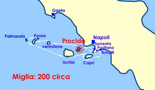 A two week yacht charter itinerary from Procida to the Amalfi Coast