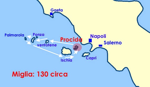 A one week charter itinerary from Procida to the Pontine Is
