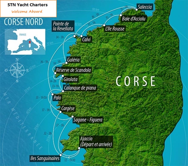 Charter Itinerary on the NW Coast of Corsica