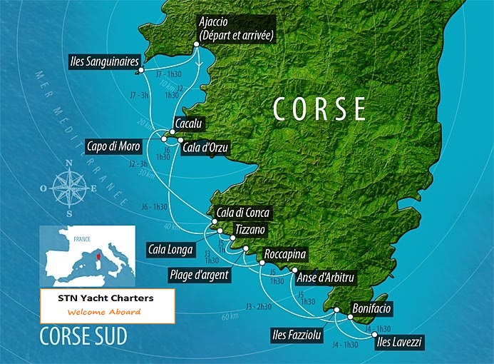 Charter Itinerary on the SW Coast of Corsica