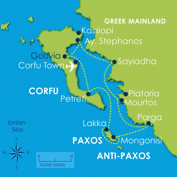 One week charter itinerary from Corfu